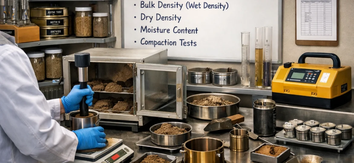 Geotechnical Bulk and Dry density testing lab scene img