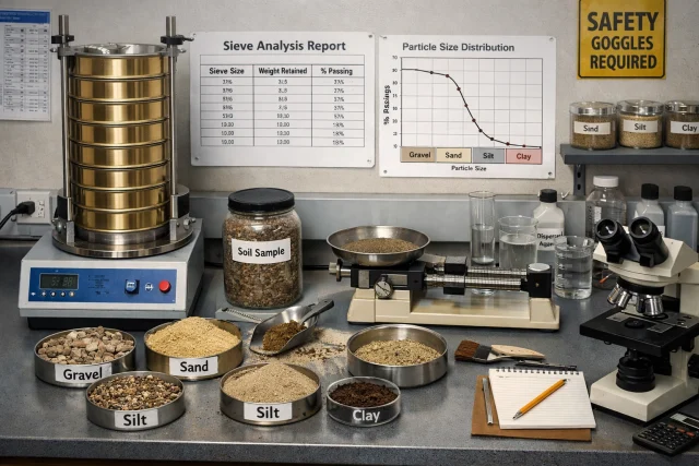Geotechnical PSD particle size distribution lab scene img