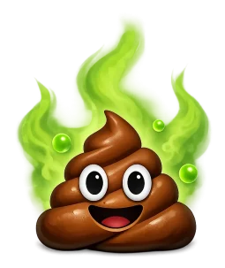 emoji pile of poo icon with contaminated toxic gas for effluent discharge permits
