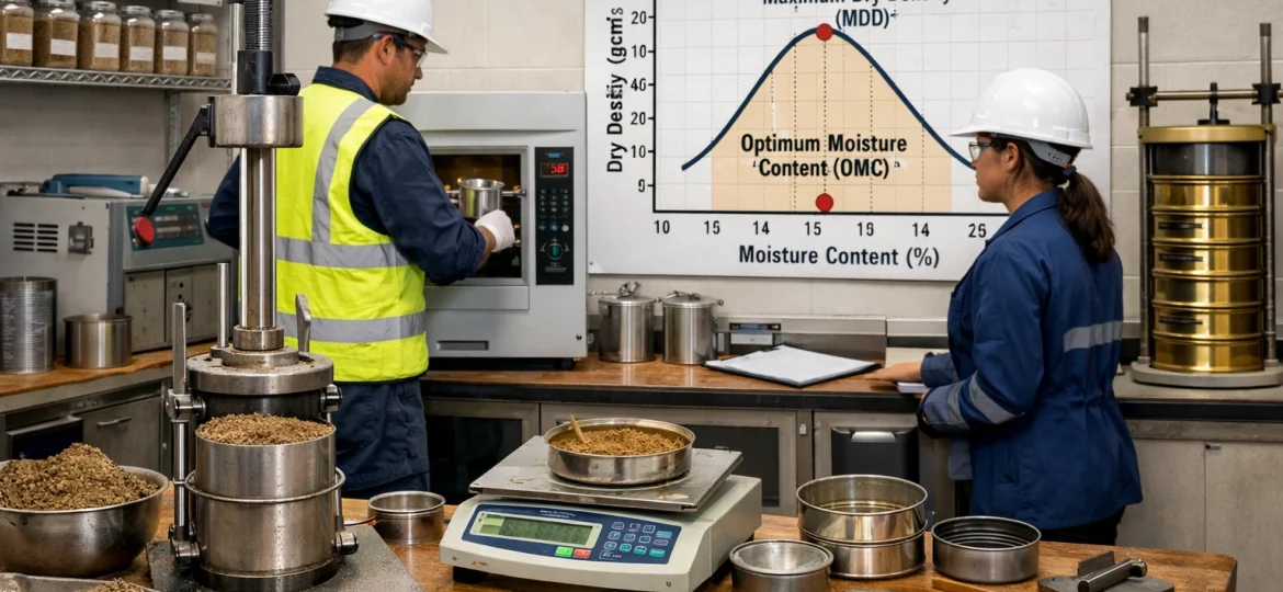 Compaction testing geotechnical lab scene img
