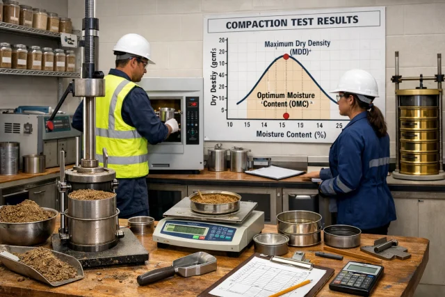 Compaction testing geotechnical lab scene img