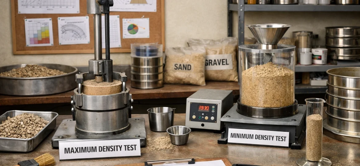 Maximum and Minimum Density testing Geotechnical lab scene img