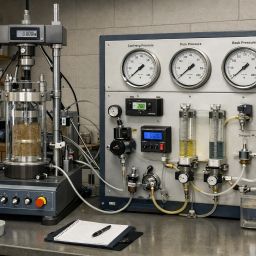 Effective Stress Triaxial Testing CD CU Geotechnical lab scene img