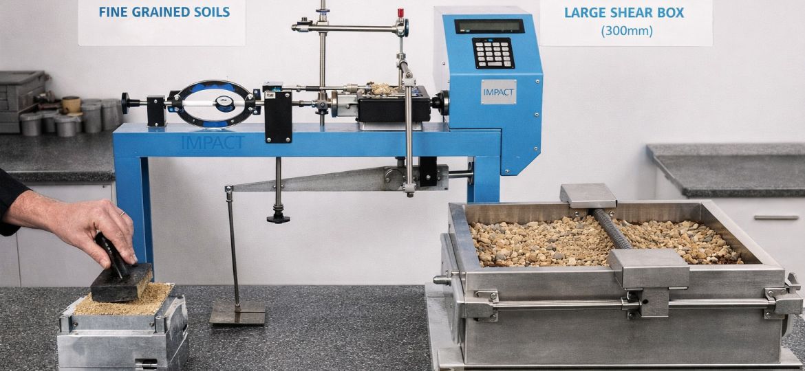 shear box testing Geotechnical lab scene img